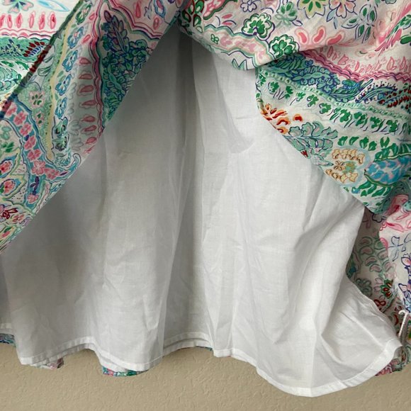 Talbots 16 Festive Floral Paisley Pleated Tie Waist Midi Skirt - Picture 8 of 12